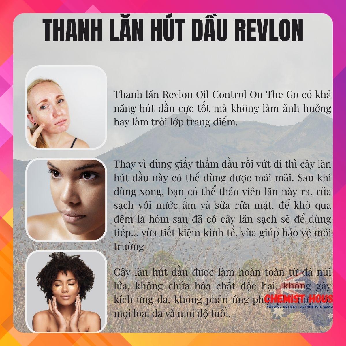 [Hàng chuẩn Úc] Thanh lăn hút dầu Revlon từ núi đá lửa