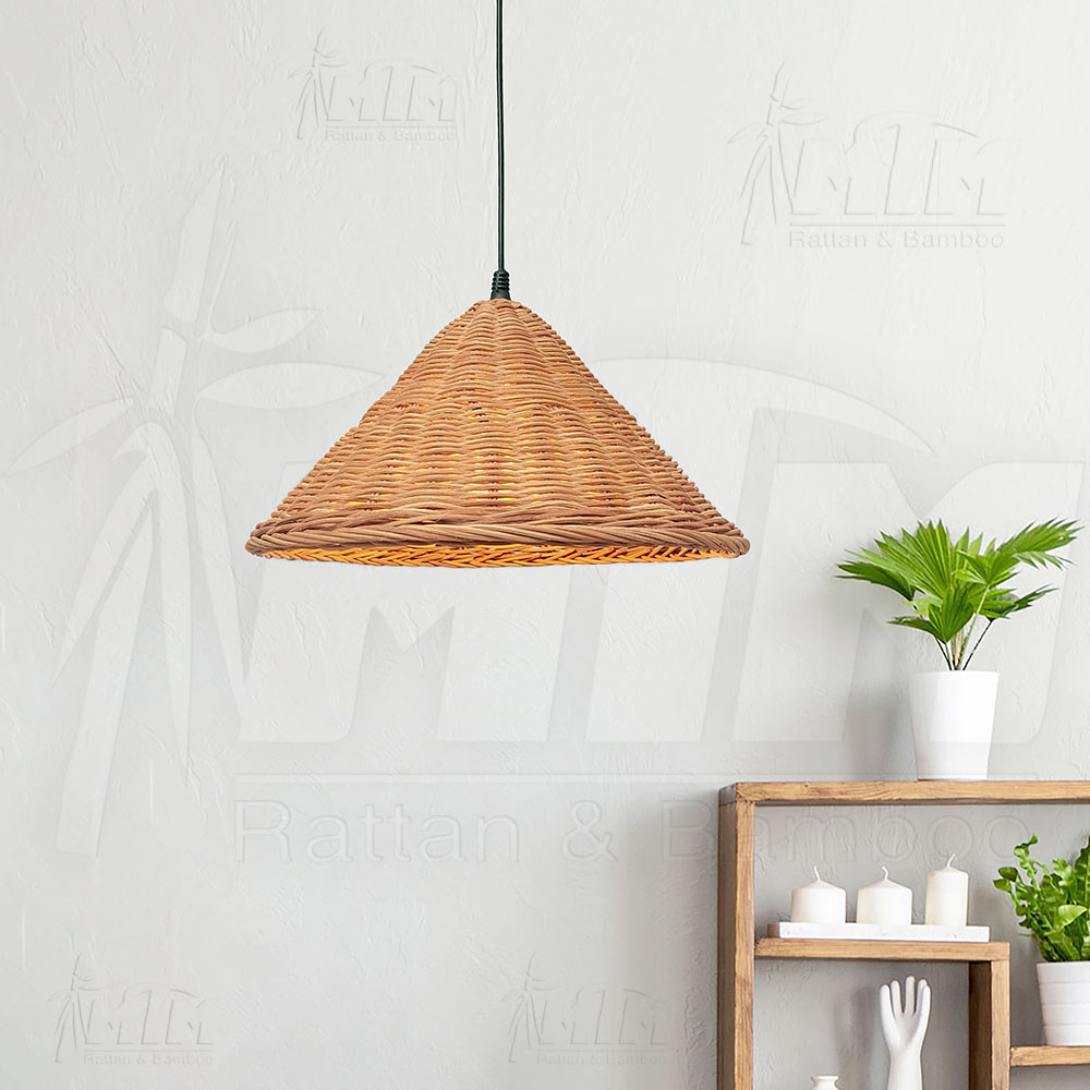 Đèn mây nón đan kín - Lồng đèn, Chụp đèn treo trang trí.