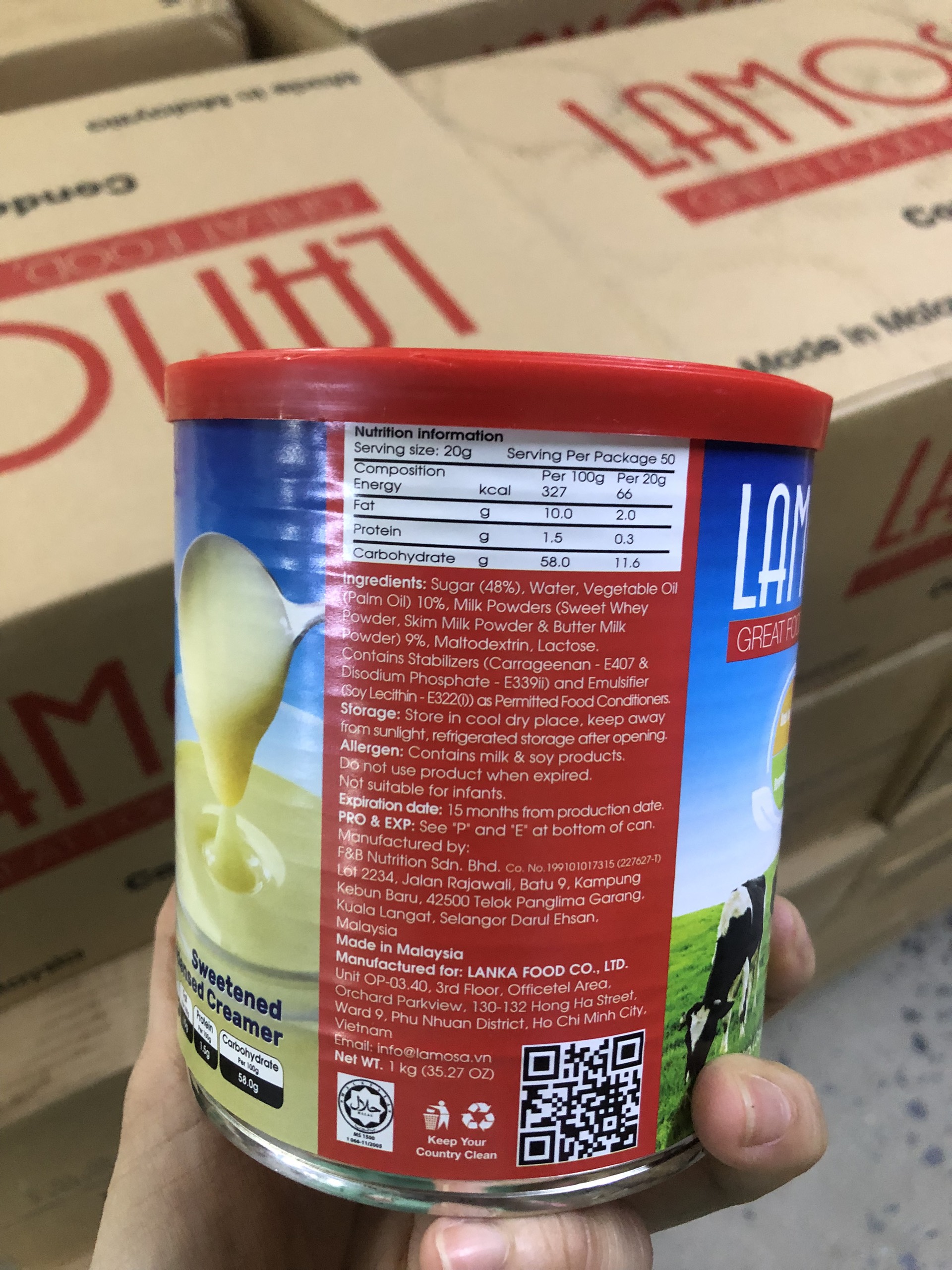 [Combo 4 Lon] Sữa Đặc Có Đường Cao Cấp LAMOSA - Lon 1Kg