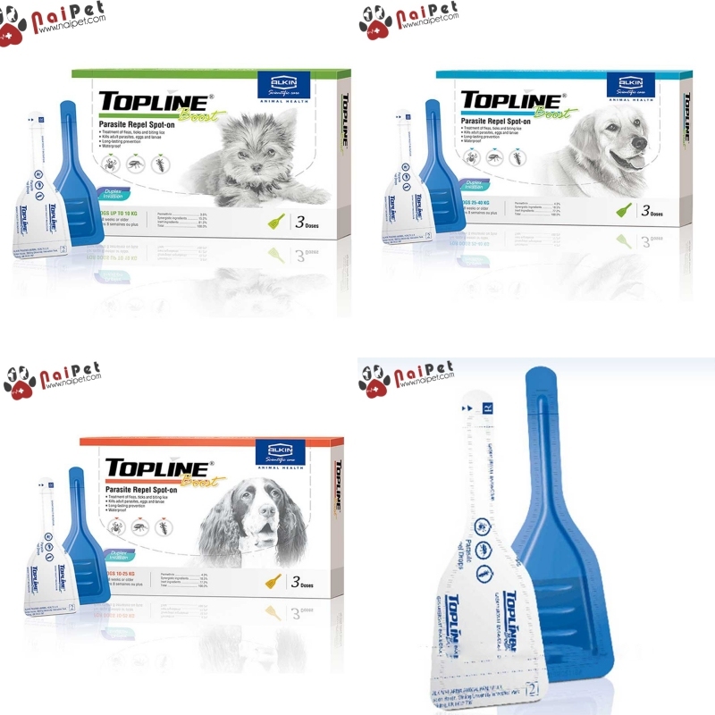 Dung Dịch Nhỏ Gáy Phòng Và Loại bỏ Ve Rận Bọ Chét Cho Chó Topline Boost Alkinlab