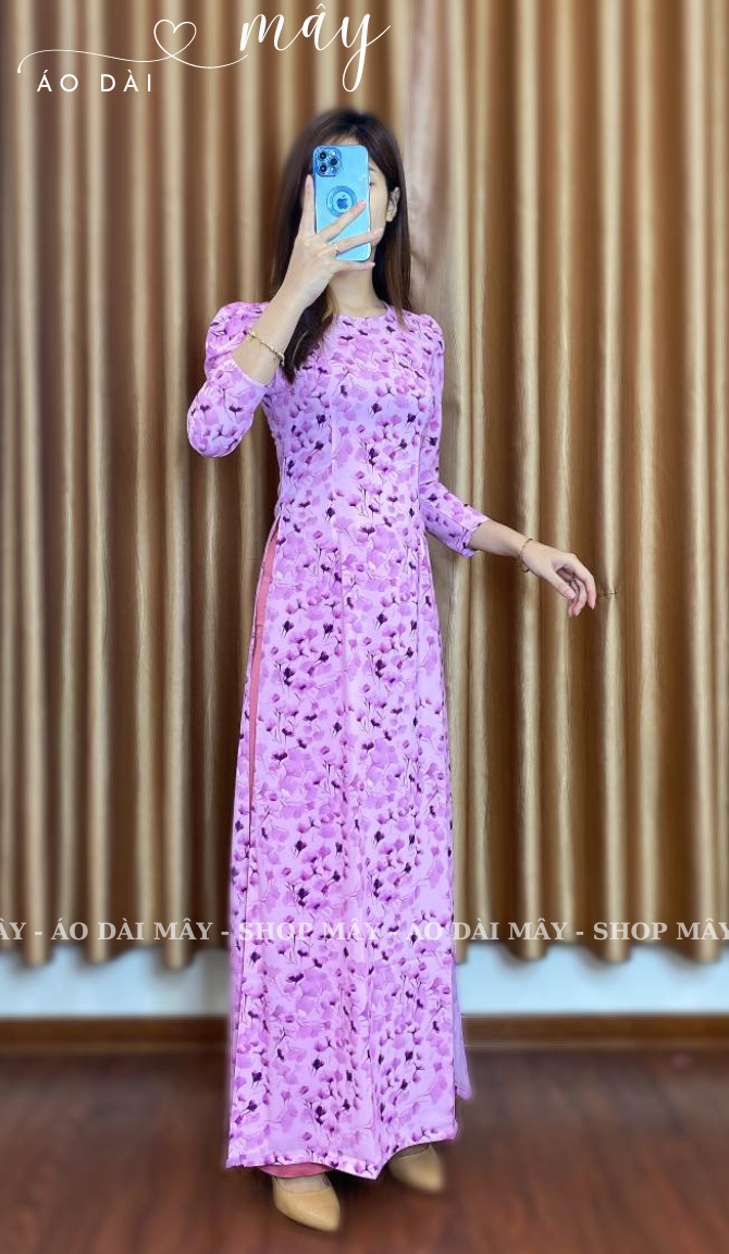 Áo dài hoa nhí - tím nhạt cực xinh