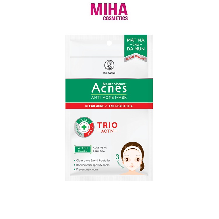 Túi 3 Miếng Mặt Nạ Ngừa Mụn Kháng Khuẩn Acnes Anti Acne Mask