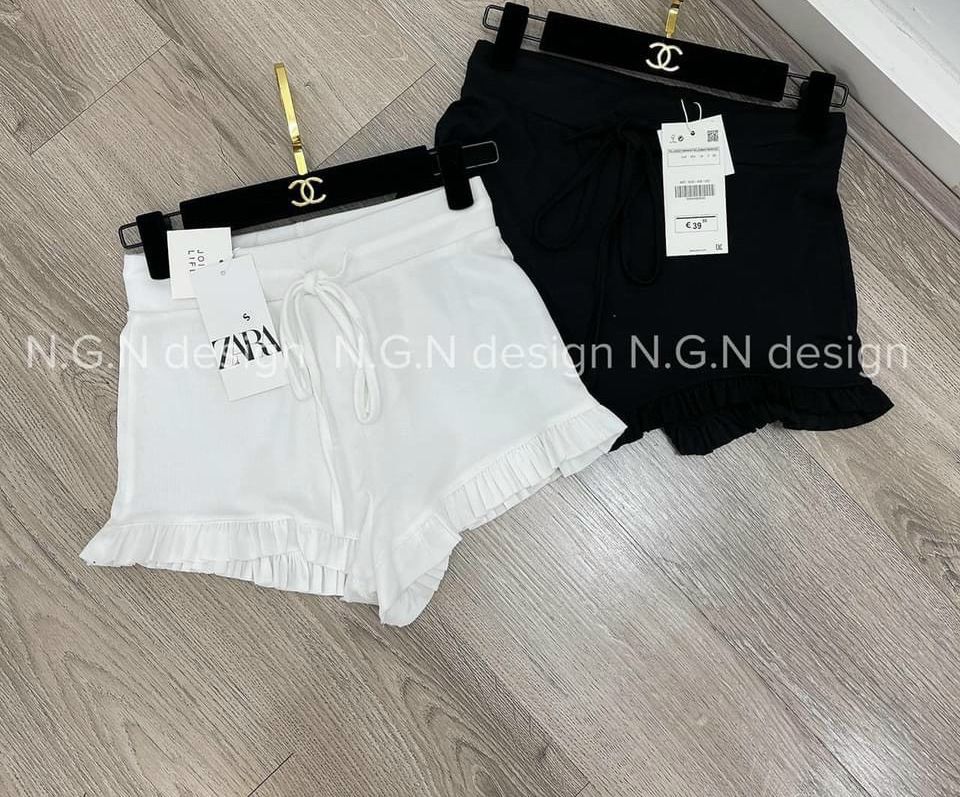 Quần short thun borip phối đùi bèo rút dây dễ thương ttkxa0137