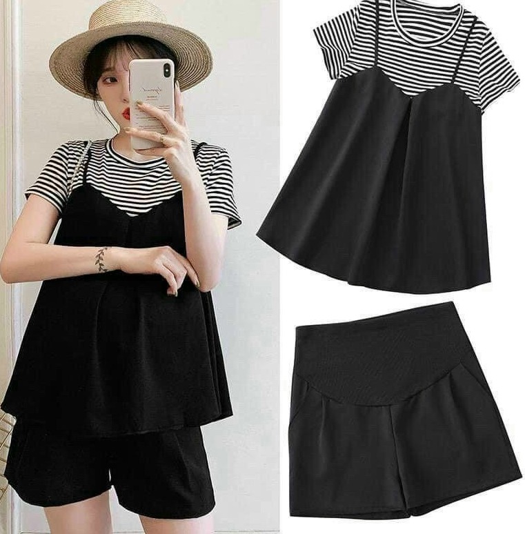 Bộ đồ bầu kết hợp sau sinh trẻ trung cho mẹ bầu