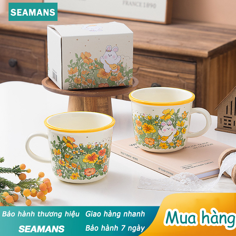 SEAMANS Cốc gốm,Cốc cà phê 350ml,Cốc cho thỏ dễ thương
