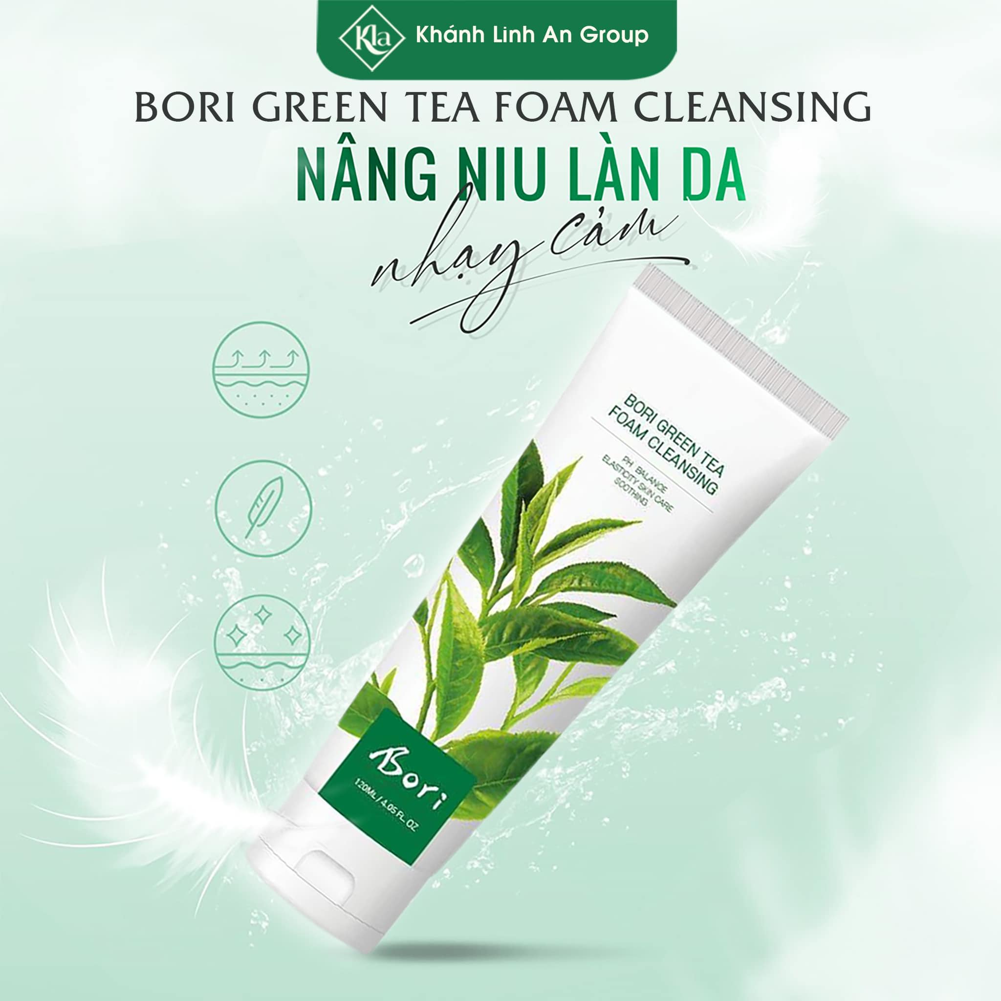 [Nhập Khẩu 100%] Sữa Rửa Mặt Trà Xanh Bori - Sạch Sâu, Ngừa Mụn, Dưỡng Trắng, Dịu Nhẹ Cho Da 120ml