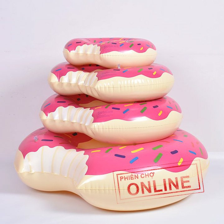 Phao bơi tròn cho bé và người lớn hình bánh donut - màu hồng