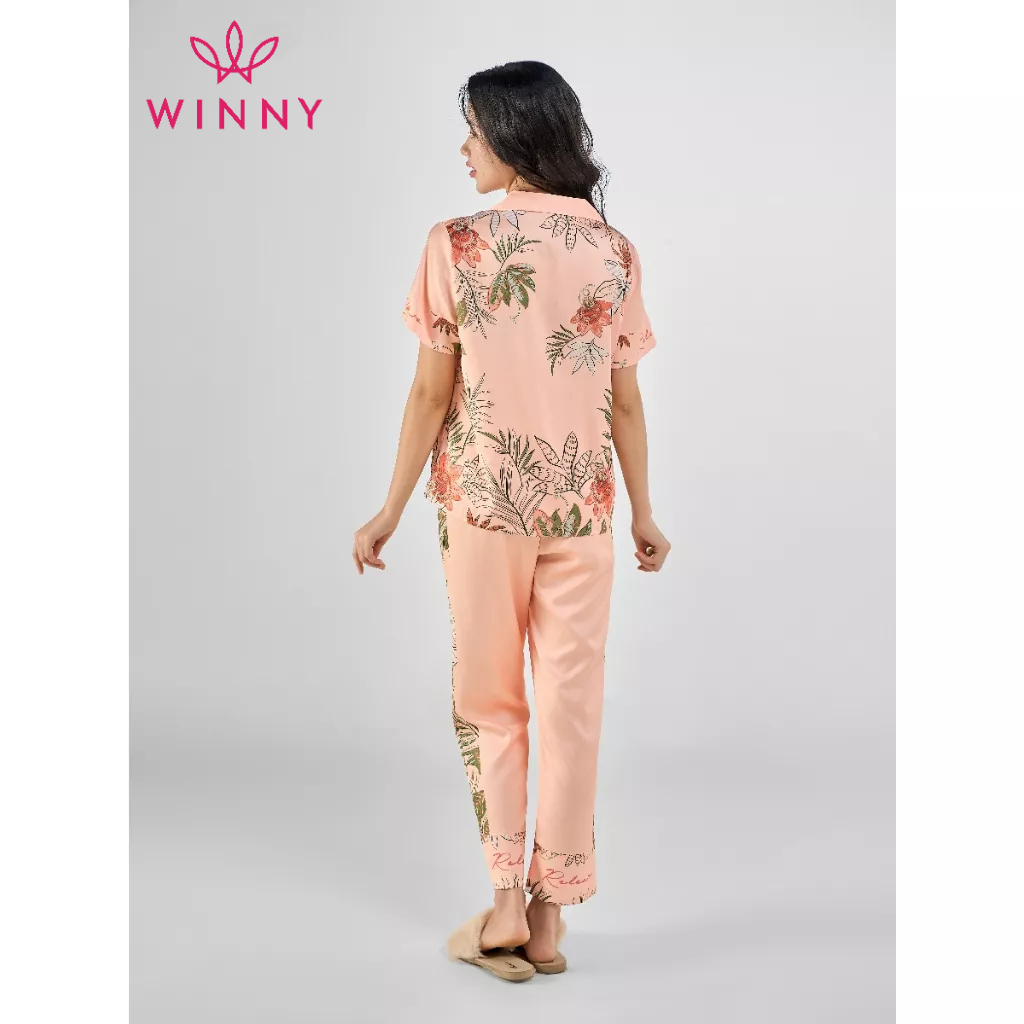 WINNY - Bộ đồ lụa cộc tay quần dài mặc nhà 1MNSA23130D
