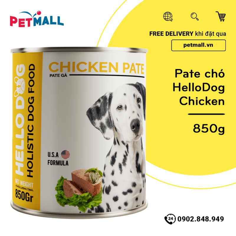 Pate chó HelloDog Chicken - 850g petmall