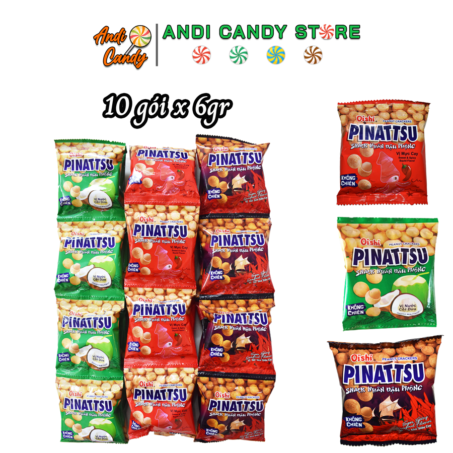 Combo 10 gói Snack Đậu Phộng Siêu Xốp Pinatasu Oishi