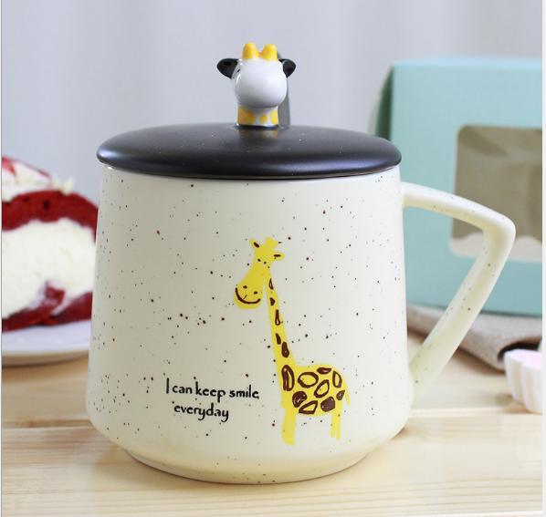 Ly sứ nắp Nai Hàn Quốc 500ML
