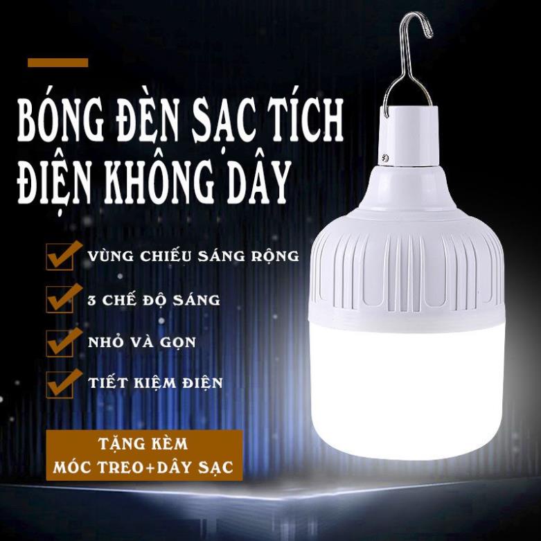 Bóng đèn led tích điện siêu sáng, có chuôi cắm sạc - Bóng 80W