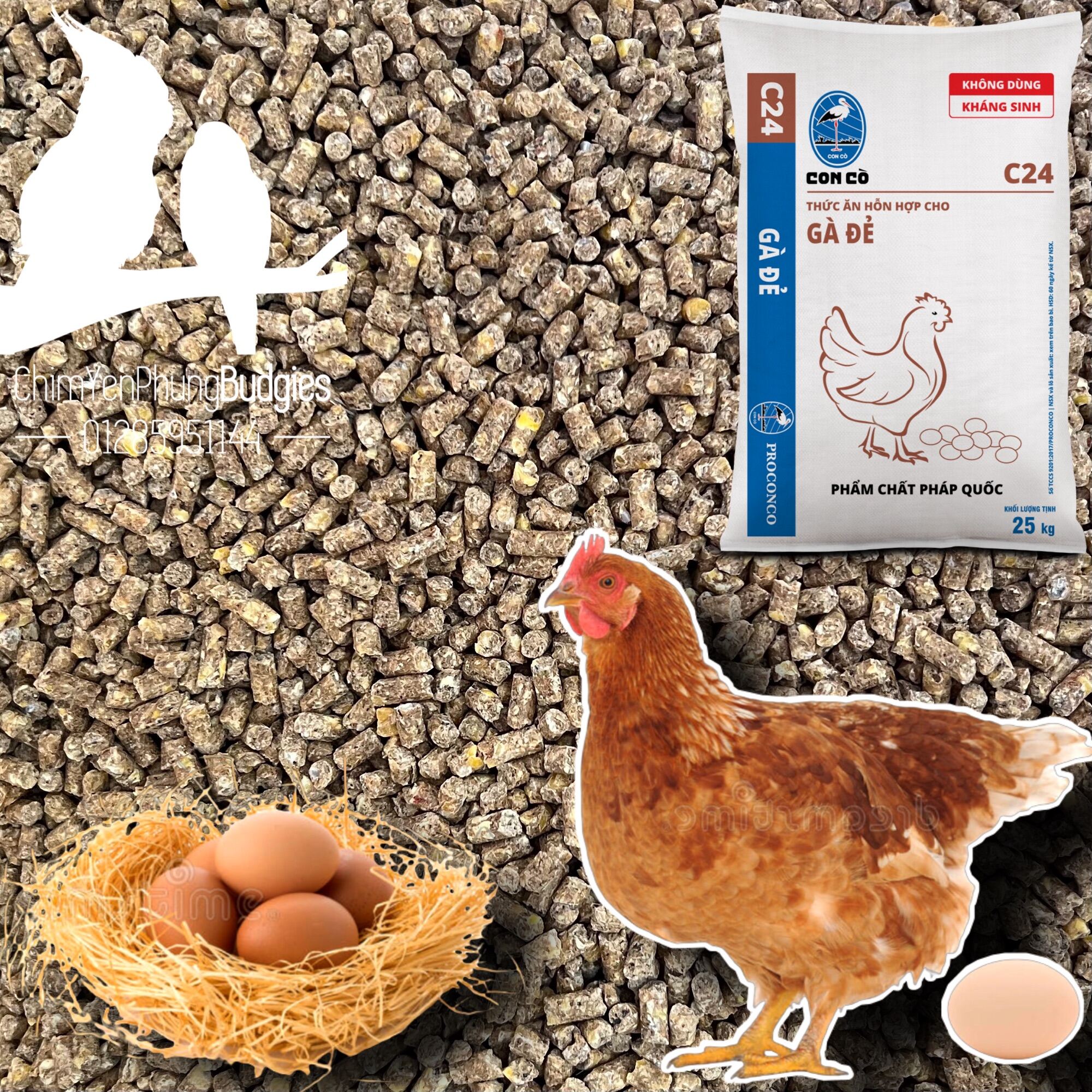 1kg Cám gà đẻ thức ăn hỗn hợp cho gà đẻ [thức ăn gà] Con Cò C24