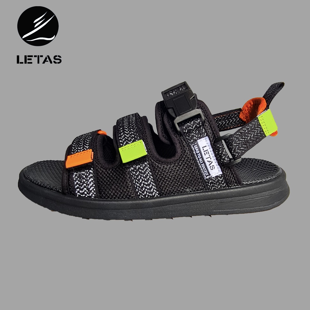 Sandal Nam Letas Phản Quang D1003 - Đen Cam Cốm