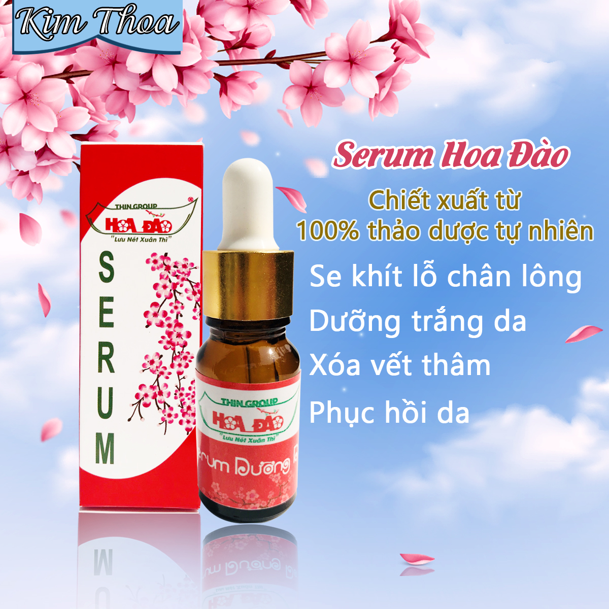 Combo giảm mụn dưỡng trắng da Hoa Đào Thingroup (Kem Mụn Hoa Đào và Serum Hoa Đào)