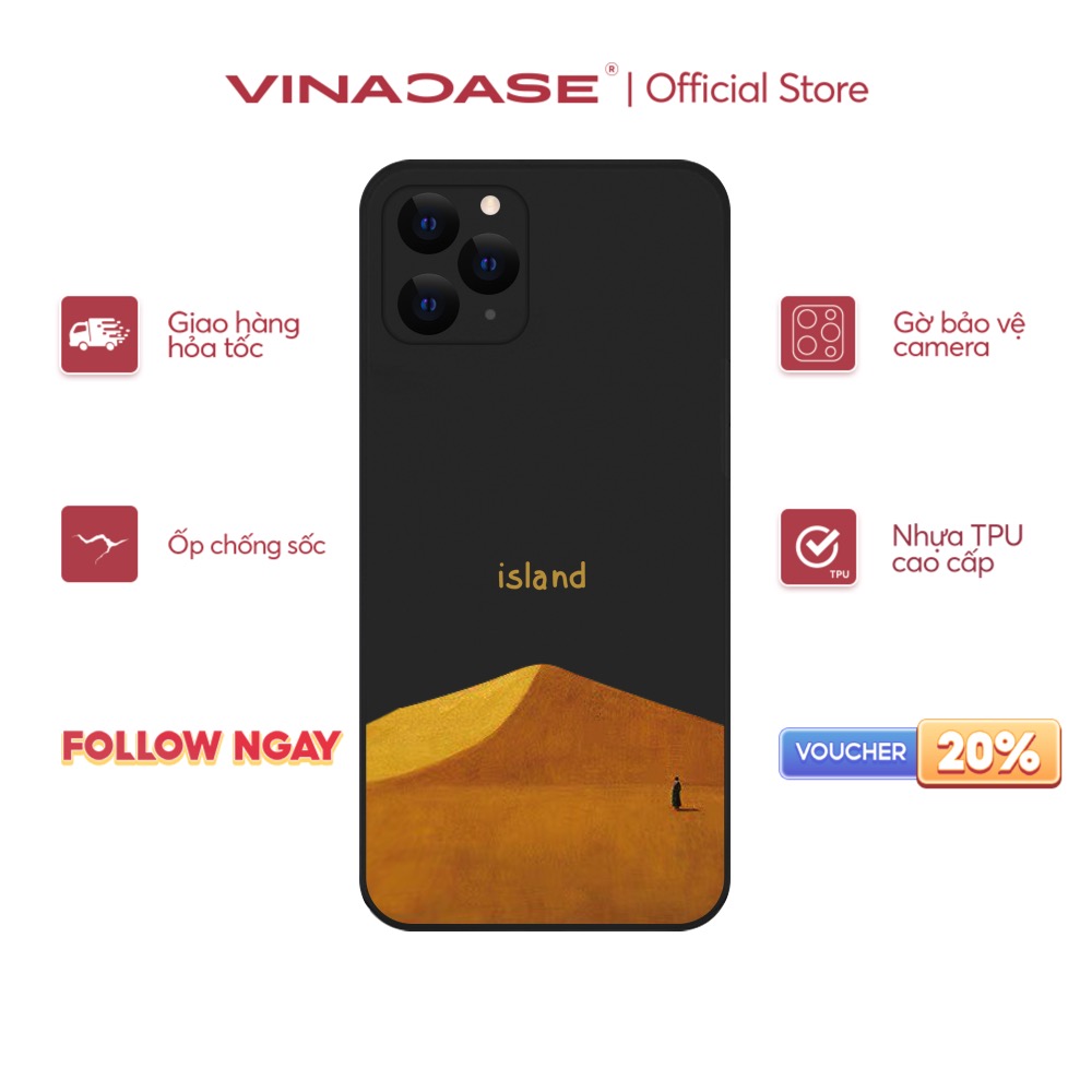 Ốp lưng Vina Case Iphone 6S/6 Plus/7G/8G/X/Xs/11/12/....dẻo cạnh vuông bảo vệ camera hình Island