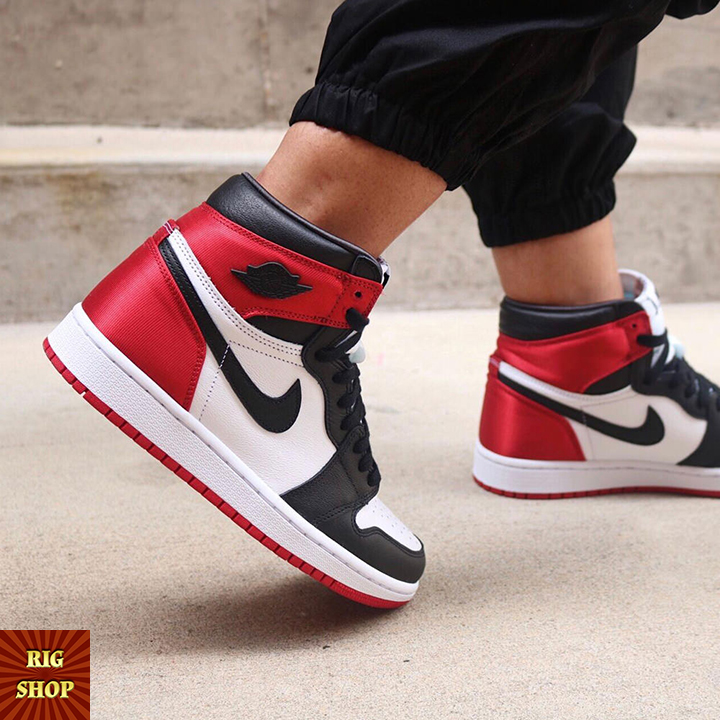 GIÀY THỂ THAO SNEAKER AIR JD 1 SATIN BLACK RED WHITE