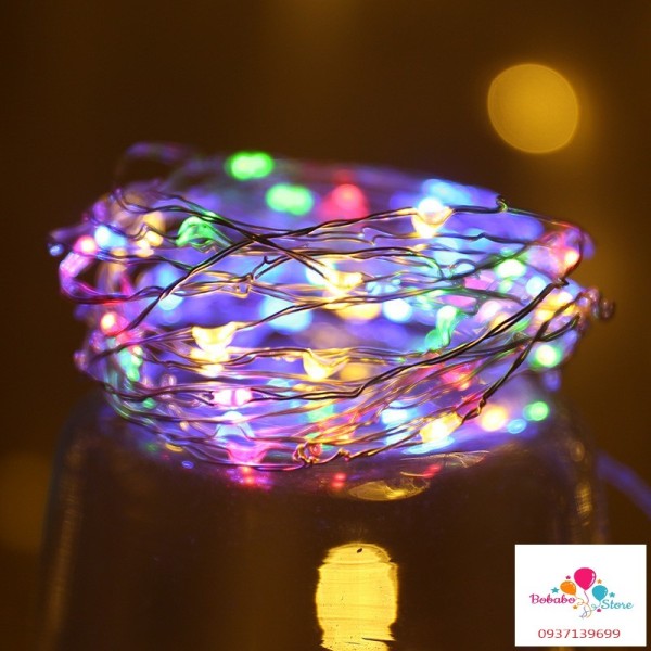 Dây đèn led nhiều màu, dây đèn đom đóm chạy pin 3m trang trí tiệc, sinh nhật, party, nhà cửa- BOBABO