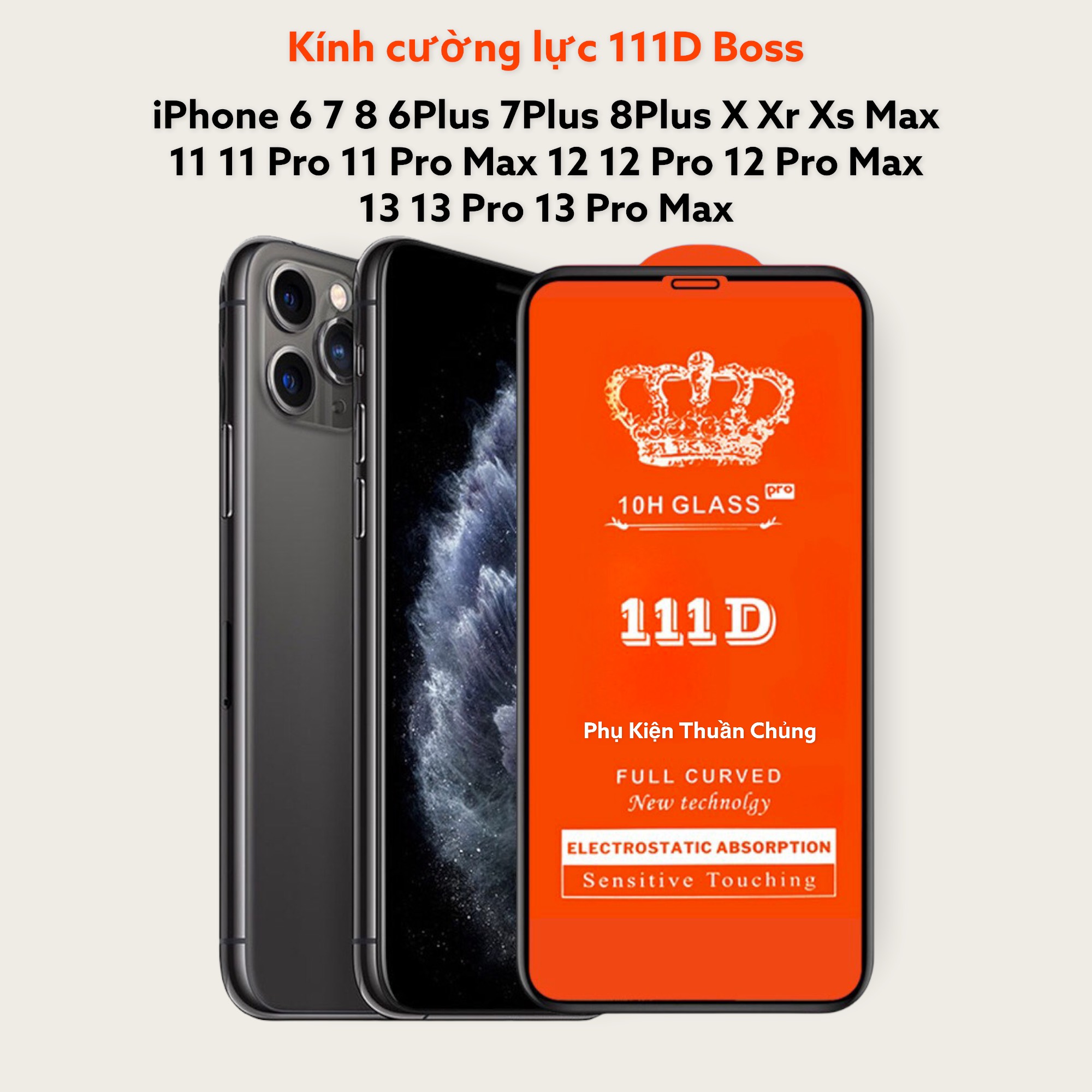 [HCM] Kính cường lực 111D cho các dòng iP 6 7 8 6Plus 7Plus 8Plus X Xr Xs Max 11 11Pro 11Promax 12 12Pro 12Promax 13 13Pro 13Promax 14 14 plus 14pro 14 promax- Phủ Nano - Độ cứng 11H - Độ trong suốt cực -Boss.