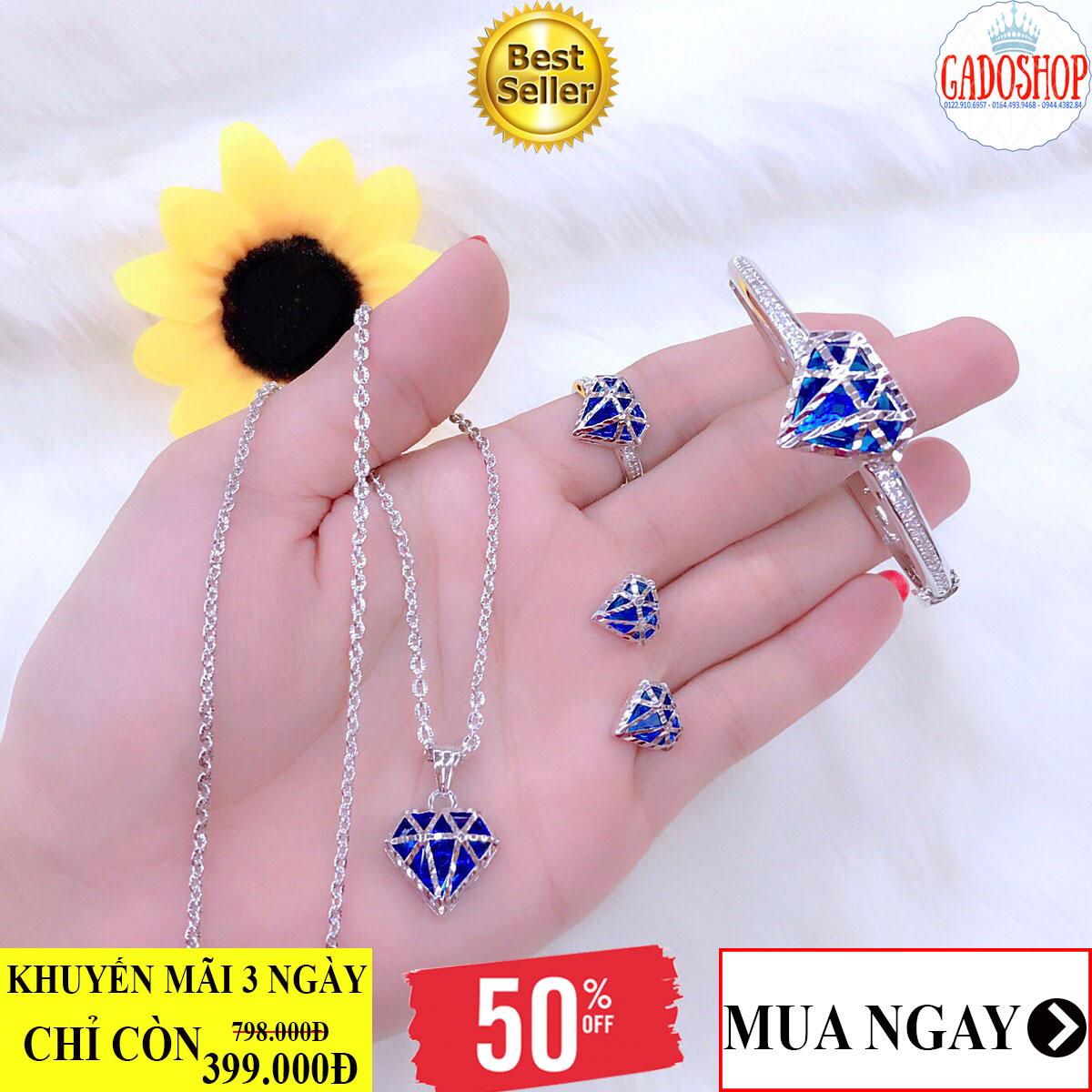 [HCM][RẺ VÔ ĐỊCH] Bộ trang sức vàng bộ trang sức nữ kim cương mạ bạch kim thiết kế dạng đá pha lê nhũ kim tuyến màu sắc rực rỡ lấp lánh siêu sang trọng quý phái Trang sức Gadoshop VB43009192 - đeo làm công sở cực sang chảnh và quý phái