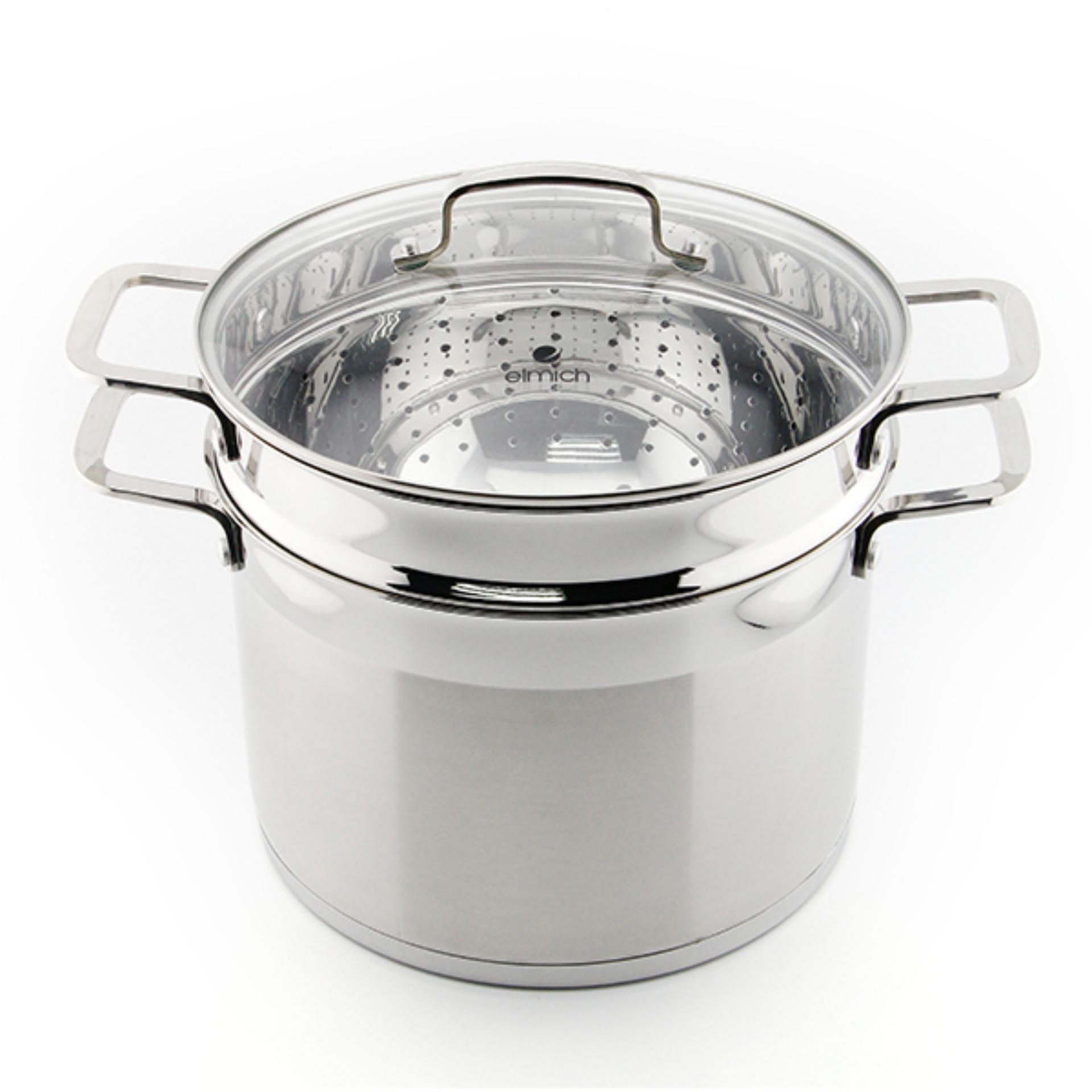 Nồi hấp xửng hấp INOX ELMICH 22CM, Nồi hấp INOX 304 ELMICH, Nồi hấp inox 2 tầng, Nồi hấp làm bằng chất liệu inox cao cấp, an toàn cho sức khỏe, tiết kiệm năng lượng và sử dụng trên tất cả các bếp