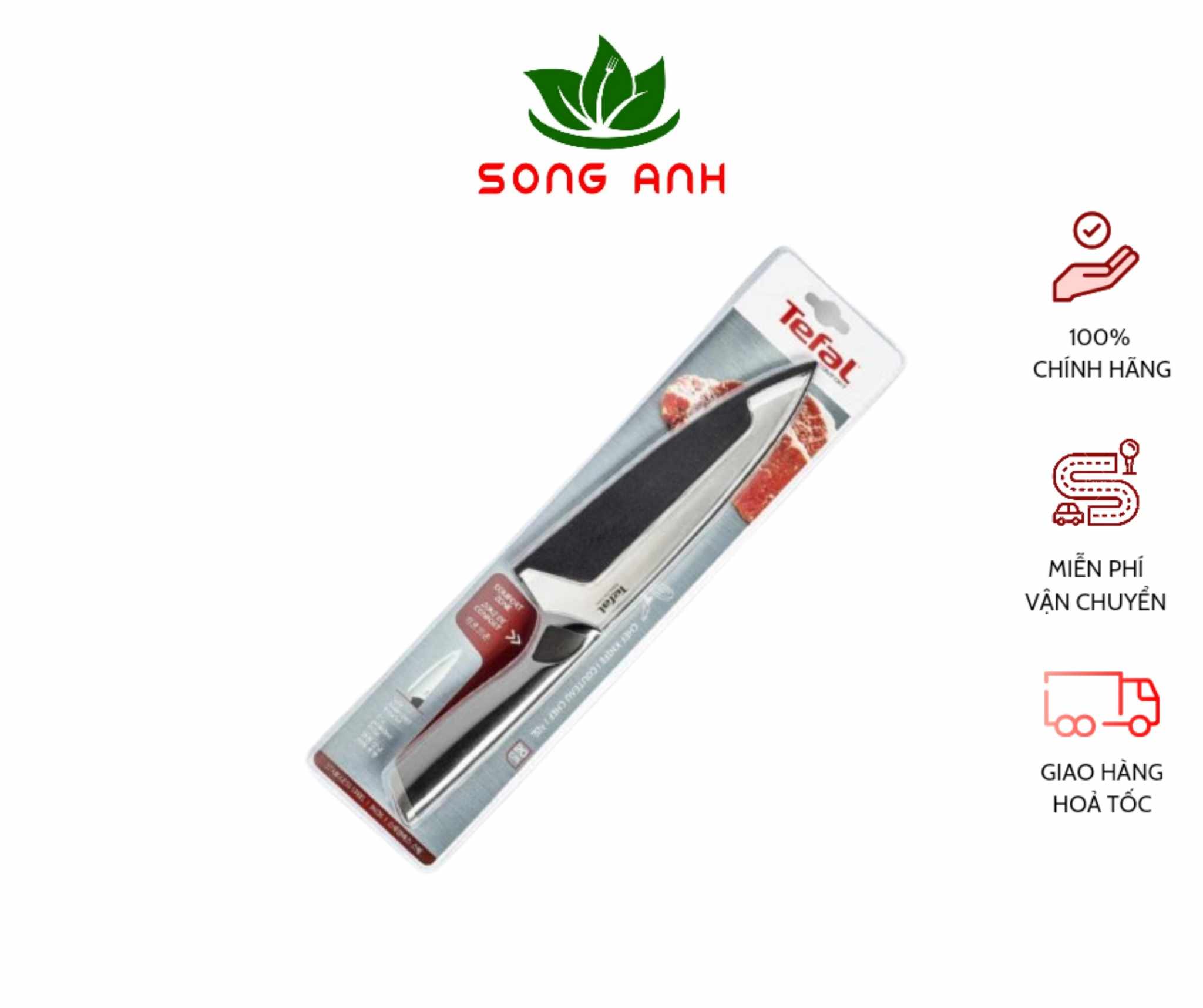 Tefal dao làm bếp Comfort K2213204 lưỡi dài 20cm sắc bén và thoải mái khi sử dụng- Hàng chính hãng