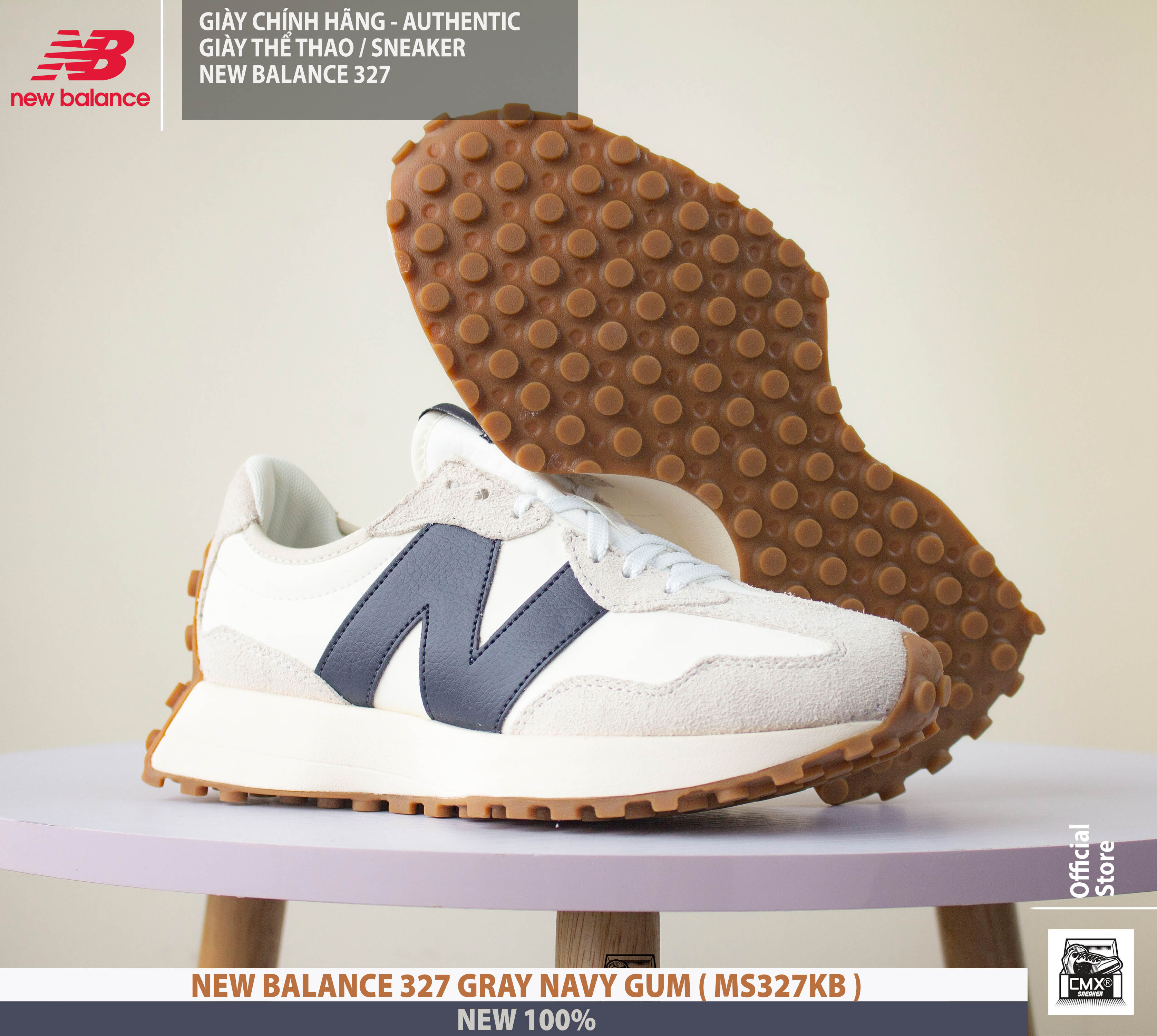 😘 [ HÀNG CHÍNH HÃNG CÓ SẴN ] Giày New Balance 327 WHITE NAVY GUM ( MS327KB ) - AUTHENTIC 100%