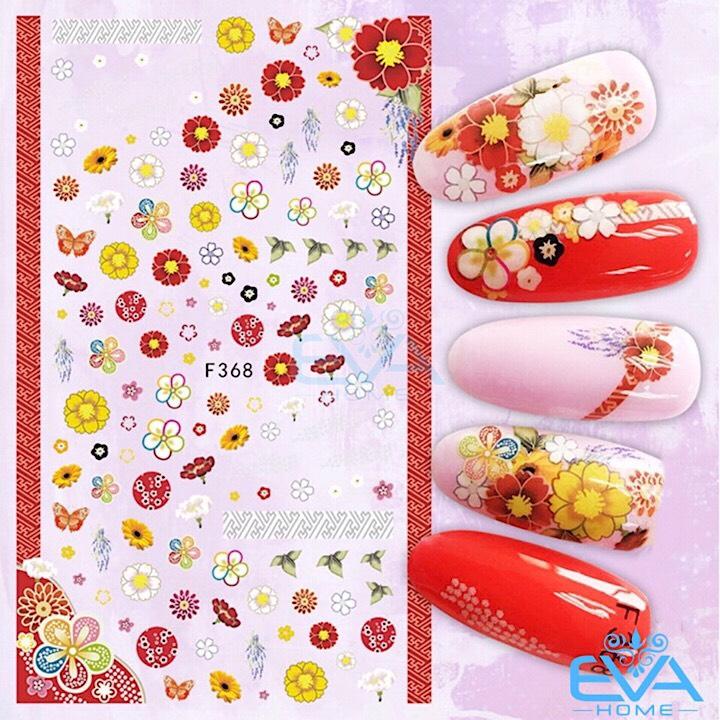 [HCM]Decal Dán Móng Tay 3D Nail Sticker Tráng Trí Móng Hoạ Tiết Bông Hoa Xuân Đón Tết F368