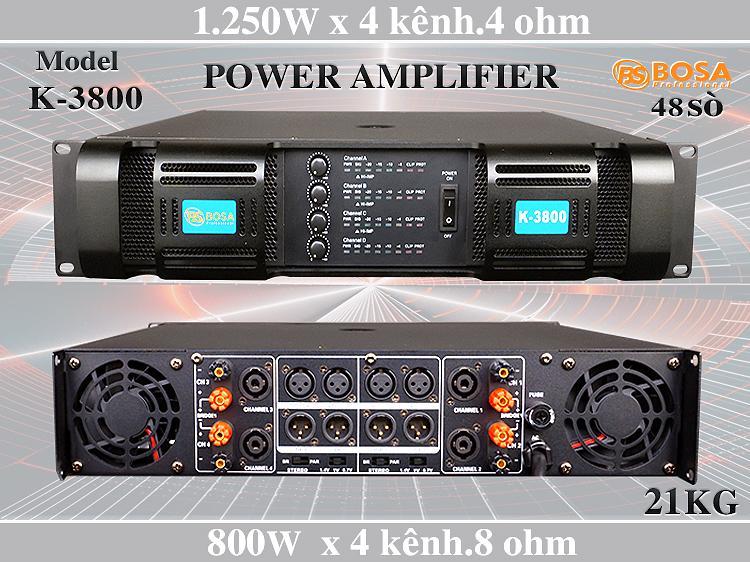 [HCM][Trả góp 0%]Cục đẩy công suất 4 kênh Bosa K-3800