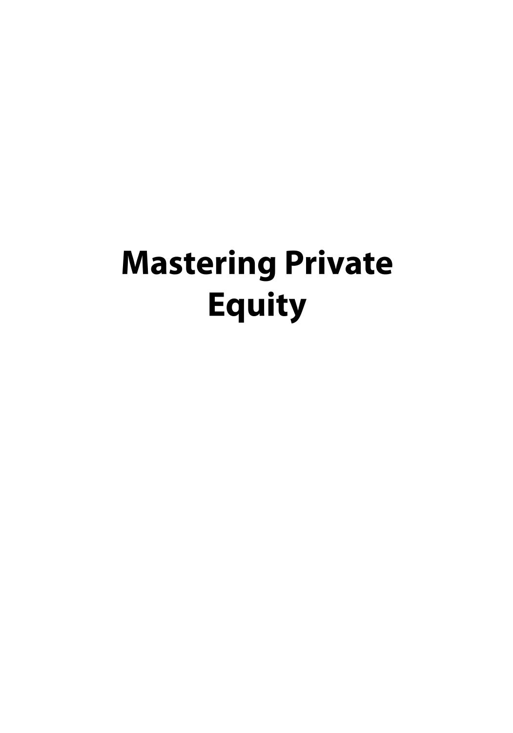 Mastering Private Equity