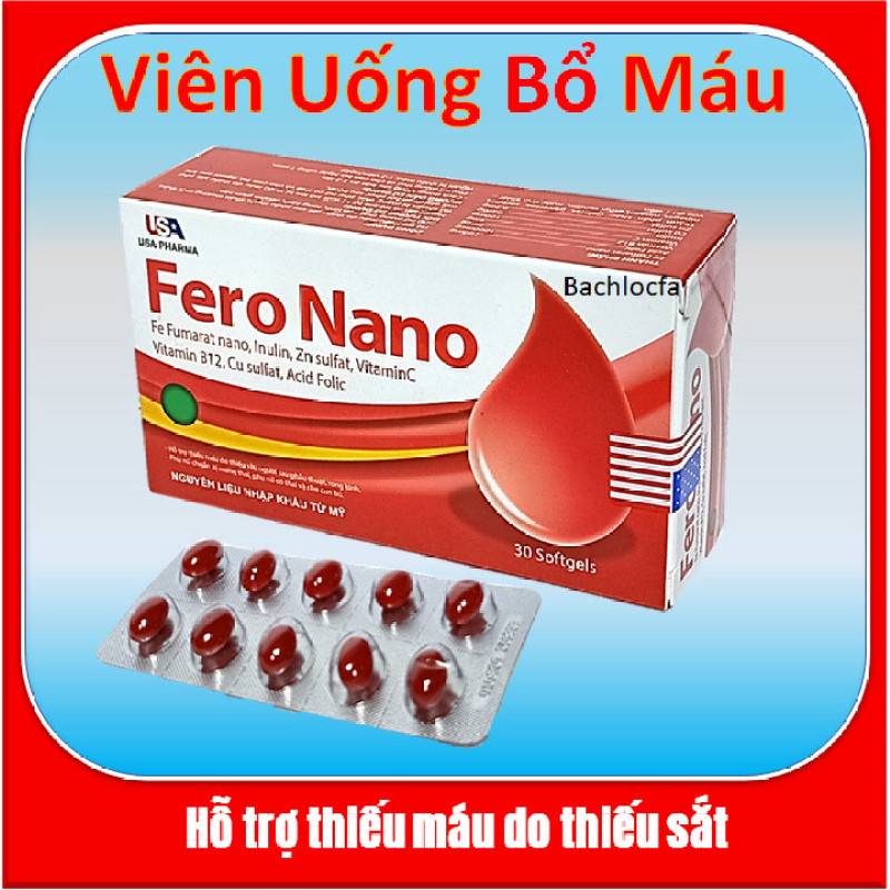 Vviên uống bổ sung sắt Fero Nano -Giúp dự phòng và hỗ trợ thiếu máu do thiếu sắt.- hộp 30 viên cao cấp