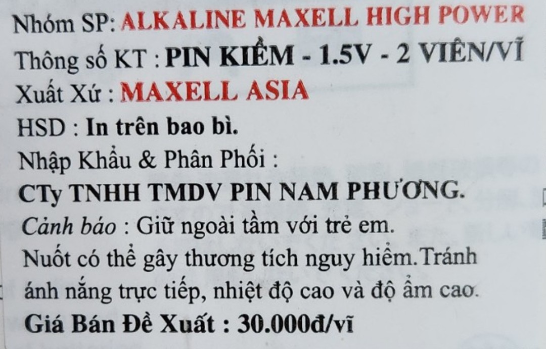 Vỉ 2 viên pin đũa AAA Maxell Super Alkaline 1.5V chính hãng