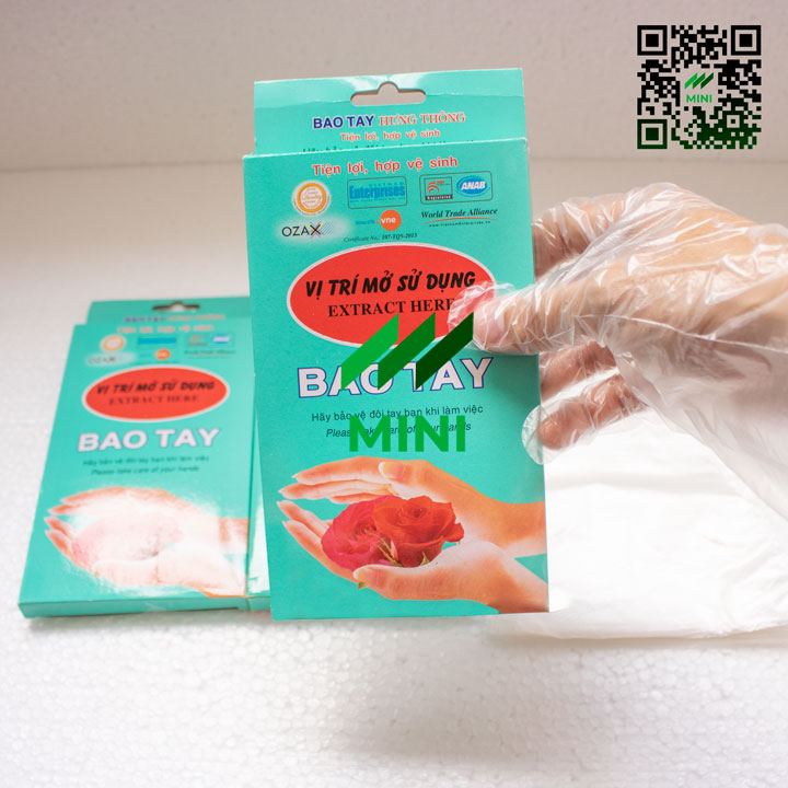1 Hộp / 100 - Chiếc Găng tay nylon trong dùng 1 lần