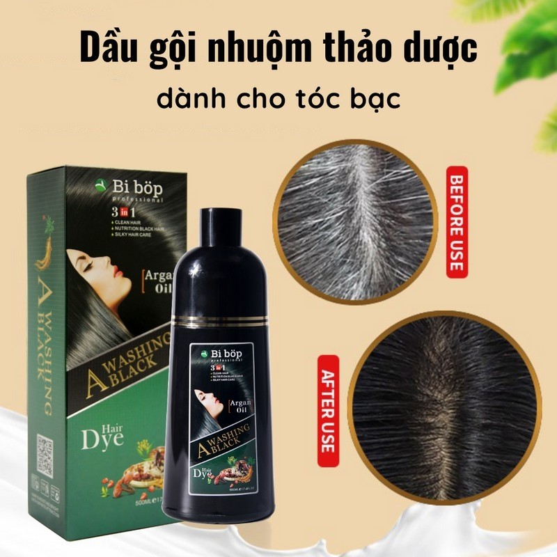 DẦU GỘI ĐEN, NÂU TÓC PHỦ BẠC BIBOP NHẬT BẢN 500ML