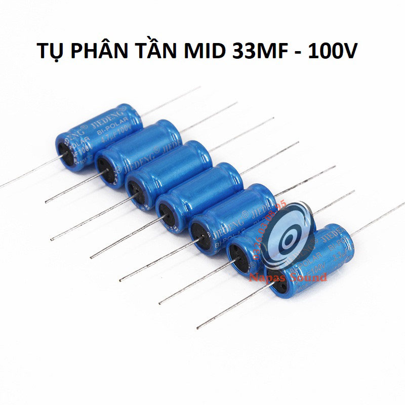 TỤ 33MF 100V KHÔNG PHÂN CỰC - TỤ LOA MID - TỤ LOA TRUNG - TỤ PHÂN TẦN