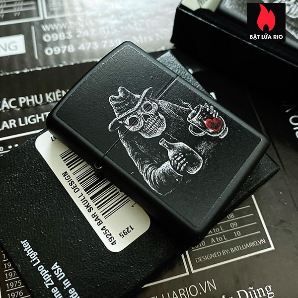 Zippo 49254 - zippo bar skull design black matte