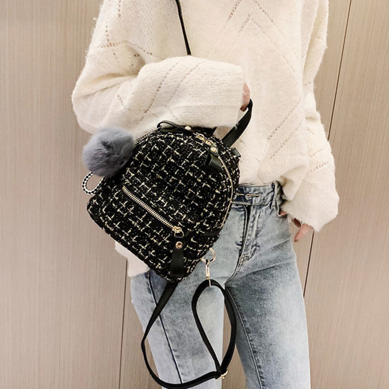Kissy BarbieBa lô mini nữ phiên bản mới Hàn Quốc thời trang giản dị đa công dụng trong siêu hot ba lô len nhỏ du lịch túi thủy triều của phụ nữ