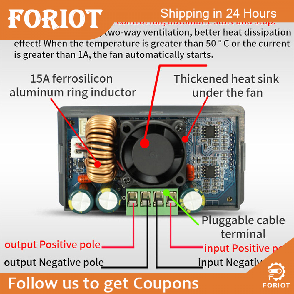 Foriot XY5008E DC Buck Boost Converter 6-55V Step Up Down Digital Control Voltage Regulator Transformer Module for Golf