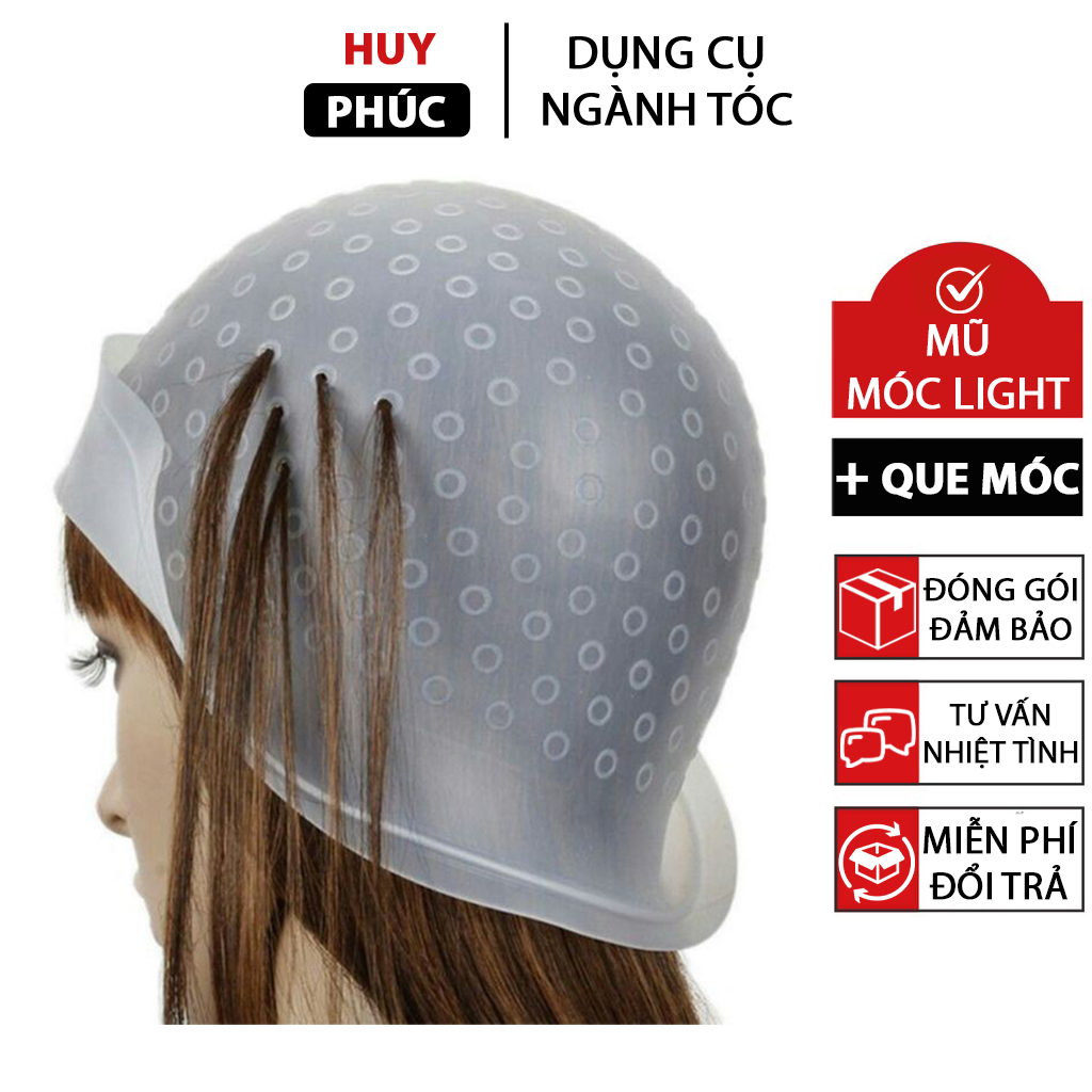 Mũ móc Light tóc kèm móc, nón móc light silicon cho Barber Salon