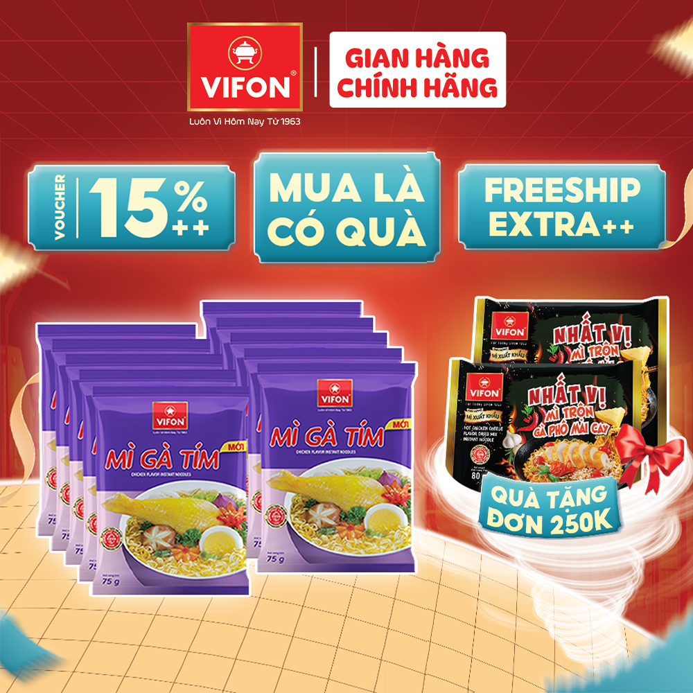 [VOUCHER 20%, LAZCOIN 10%] Thùng 30 gói Mì Gà Tím VIFON 75g / Gói