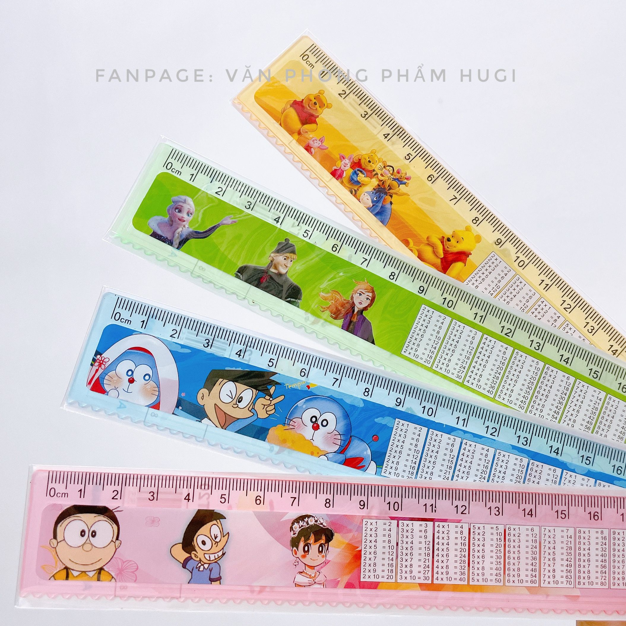 Thước cửu chương 20cm, Set gồm 2 cây thước (nhiều mẫu dễ thương)