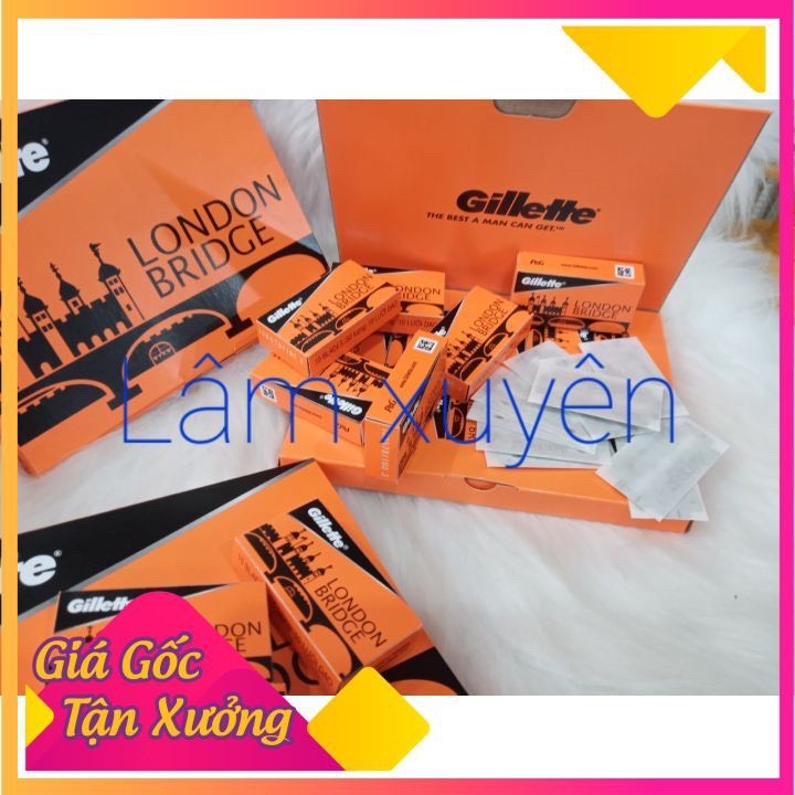 Dao lam Gillette hộp cam lưỡi lam Gillette cam CHÍNH HÃNG hộp 100 lưỡi dao lam trắng sắc bén giá rẻ dùng 1 lần cho thợ làm tóc chuyên nghiệp