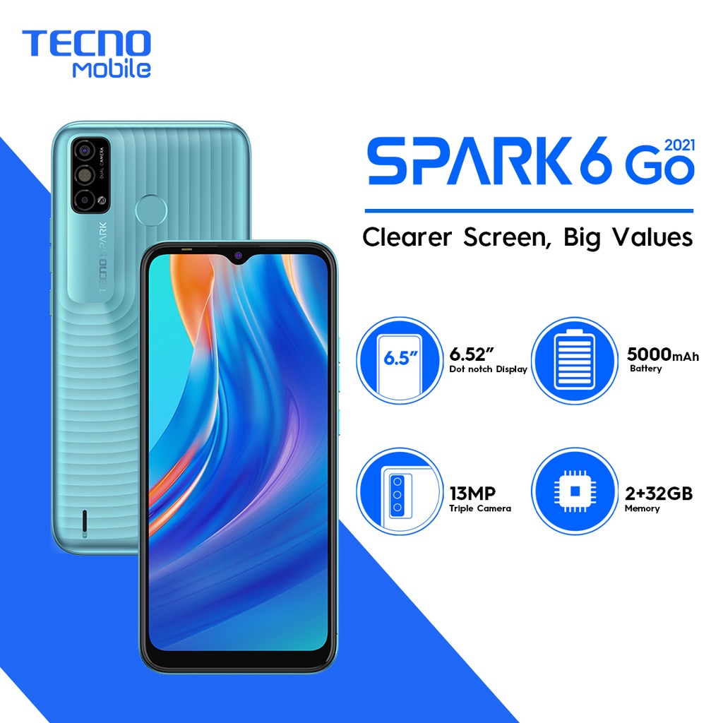 Điện thoại Tecno Spark 6 Go 4GB/64GB - Mới nguyên seal - Hàng chính hãng