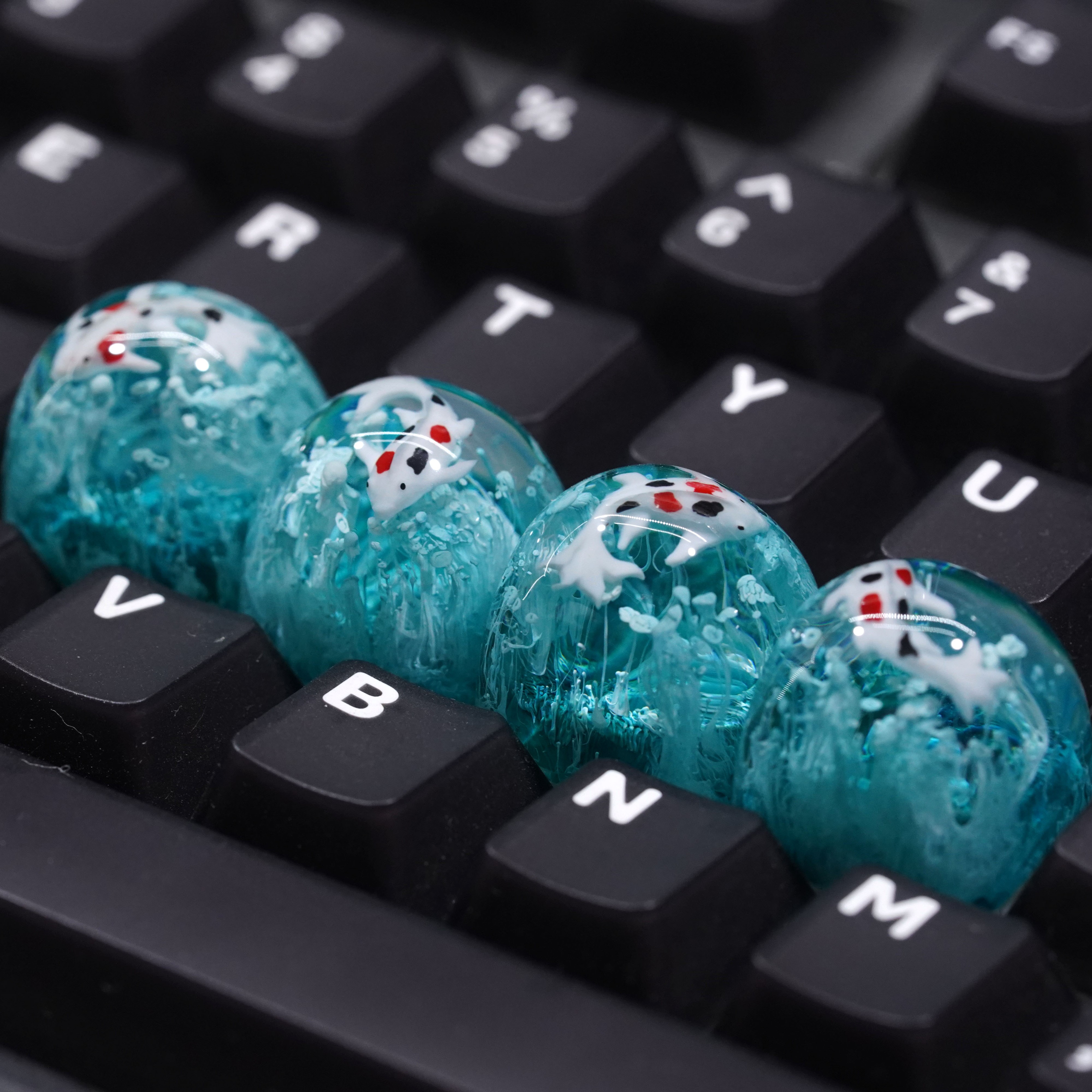 49Fzone - Keycap bàn phím cơ, Keycap artisan, Keycap cá Koi Aqua White