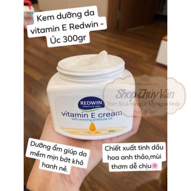 Vitamin E cream Redwin [kem dưỡng da mềm mịn hàng Úc hộp 300g]
