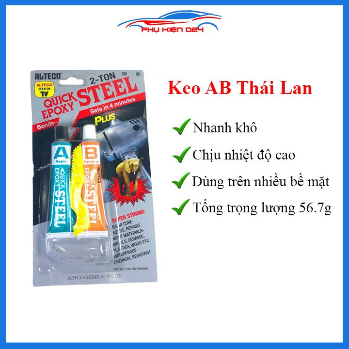 Keo AB Thái Lan lớn Epoxy Alteco siêu cứng chịu nhiệt, chịu nước dán sắt, dán đá, dán kính kim loại