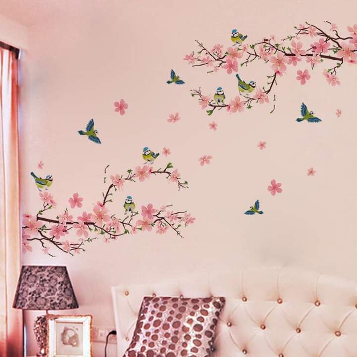 DECAL DÁN TƯỜNG ĐÔI CÀNH ĐÀO HỒNG 6