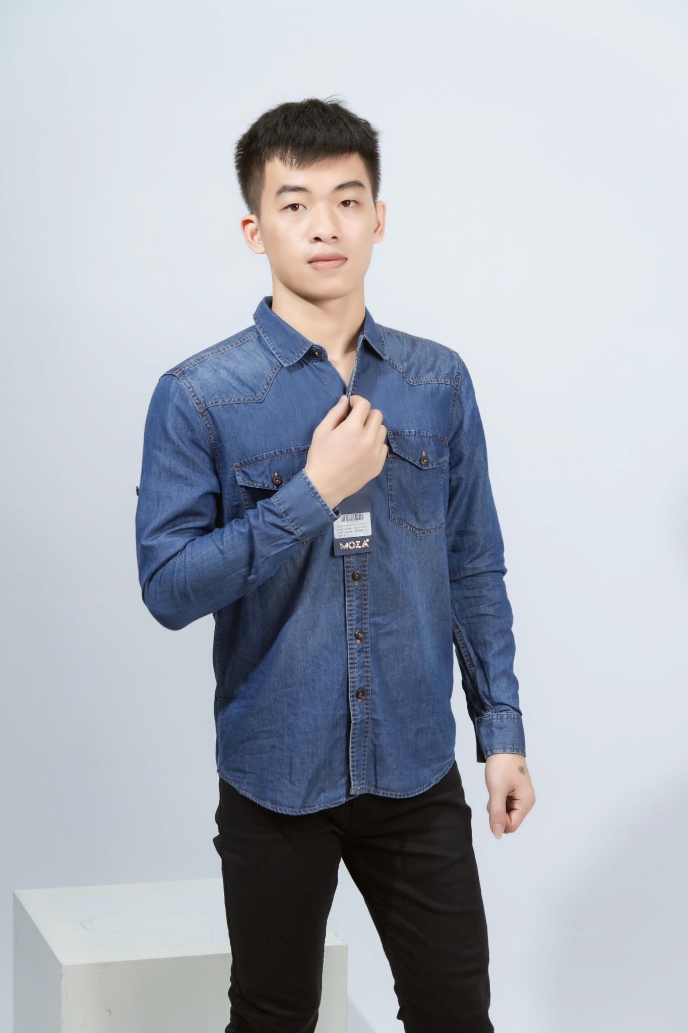 ÁO SƠ MI JEAN GIẤY DÀNH CHO NAM DÀI TAY