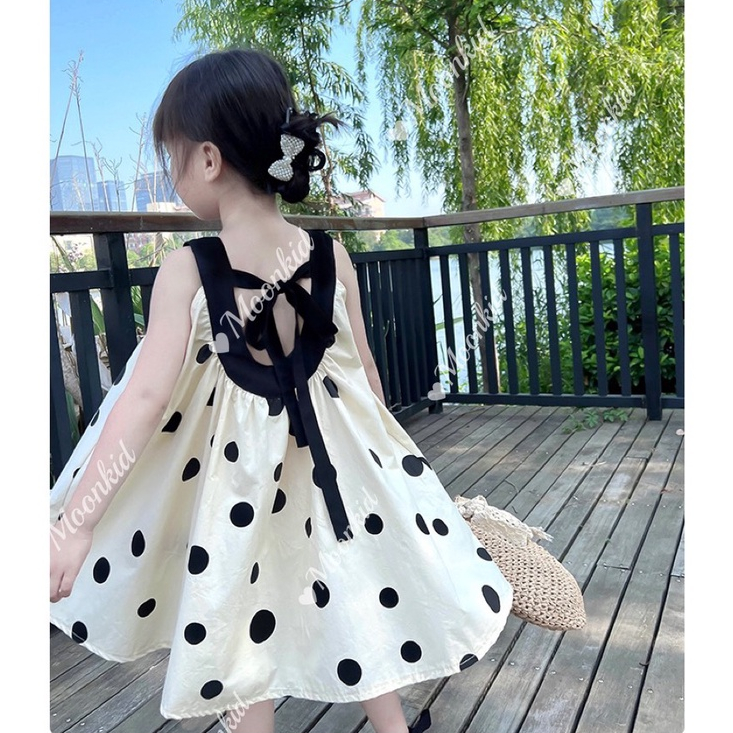 Váy bé gái, váy bé gái chấm bi 2 dây cao cấp cho bé yêu từ 8-20kg
