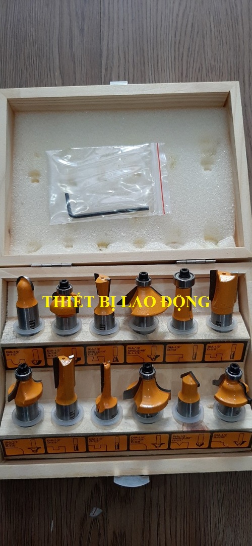 Bộ 12 mũi phay gỗ 1/2" ingco akrt12121